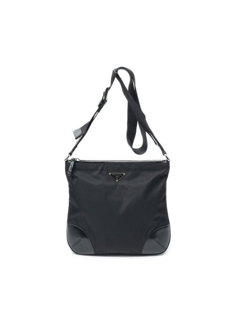 Prada Zip Crossbody Black Nylon Canvas
